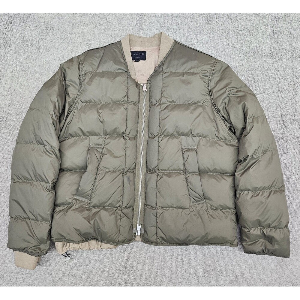 Allsaints Noor Layered Puffer 2 In 1 Jacket Men XL Army Green sand